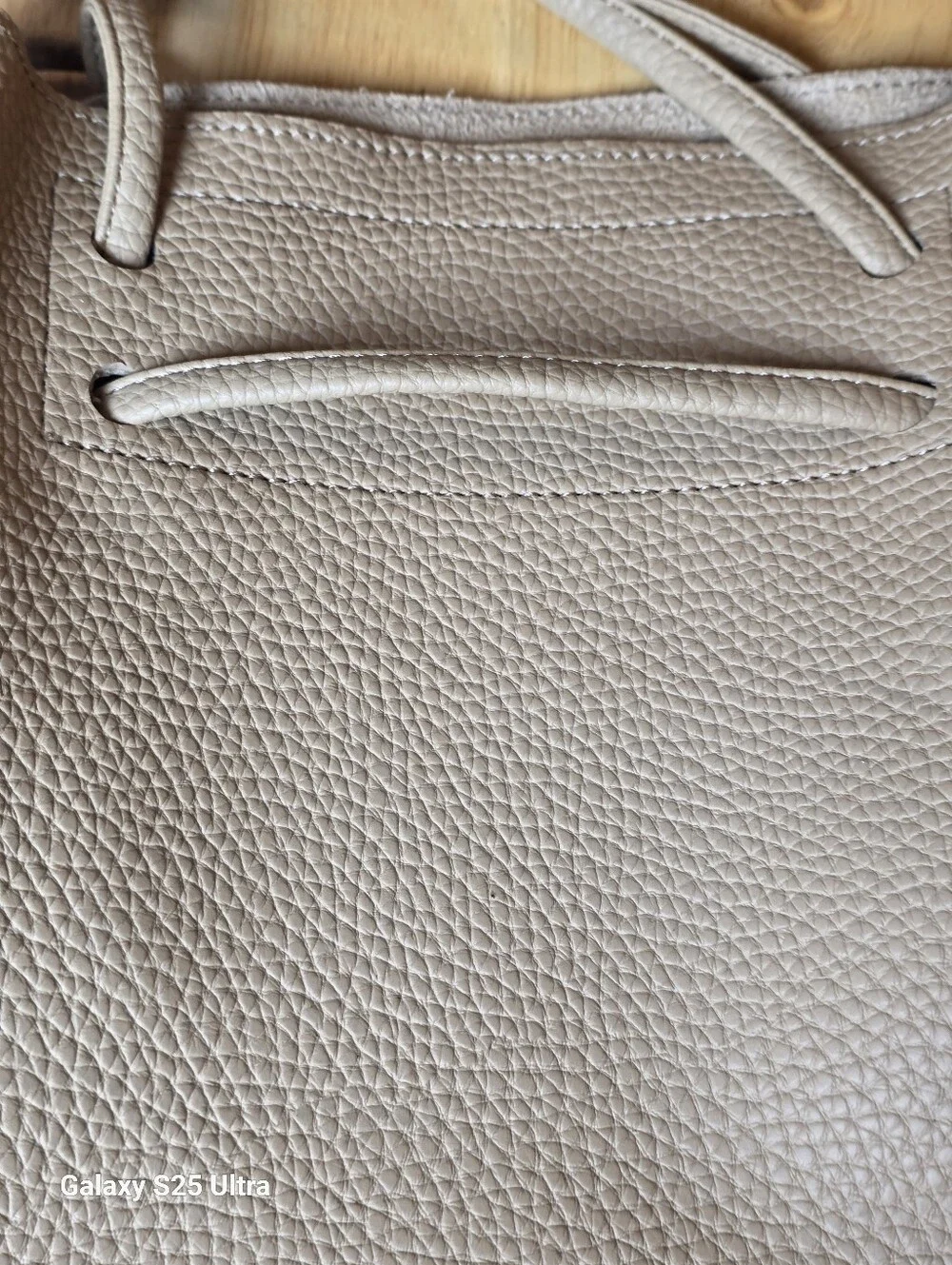 8 Other Reasons Taupe Premium Vegan Leather Bucket Tote Bag EUC